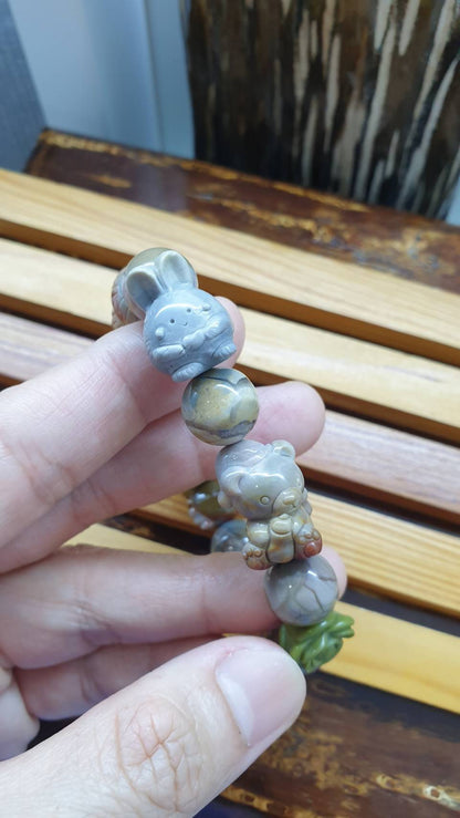 Alxa Jasper Random Charm Bracelet 16 cm - Natural Semiprecious Stone Beads