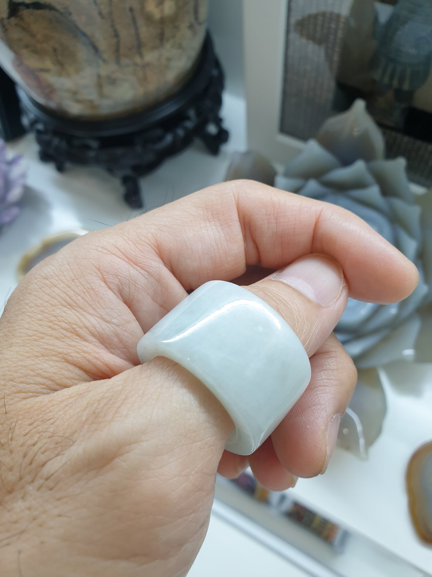 Yellow-White Jade Archer's Ring (US 12.25) | Authentic Type A Jadeite | His or Hers Accessory