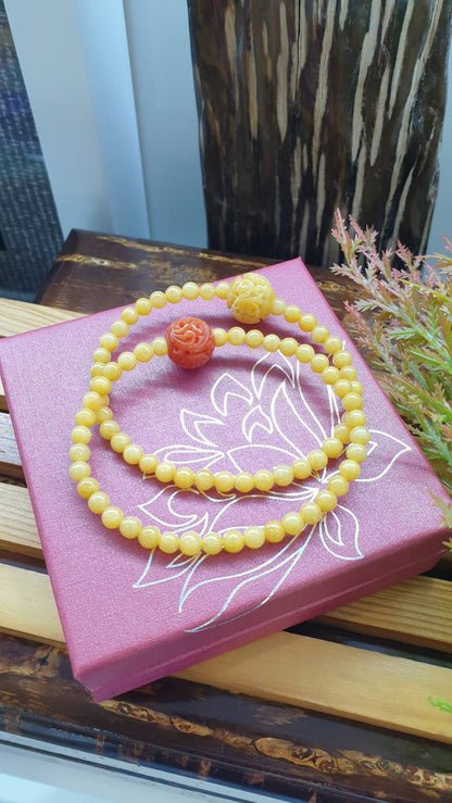 Yellow Jade Fortune Magnet Bracelets 17cm Red or Yellow Ru Yi Charm Natural Jadeite