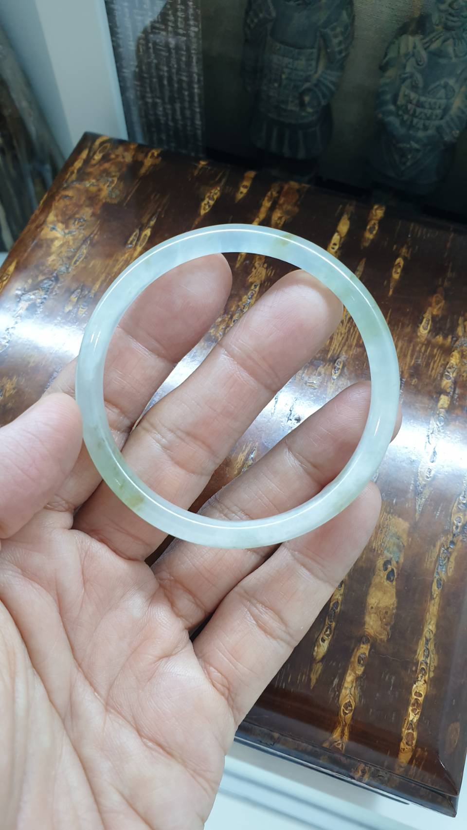 Icy Jade Cylindrical Bangle (Size 56 - 57) | Type A Natural Jadeite