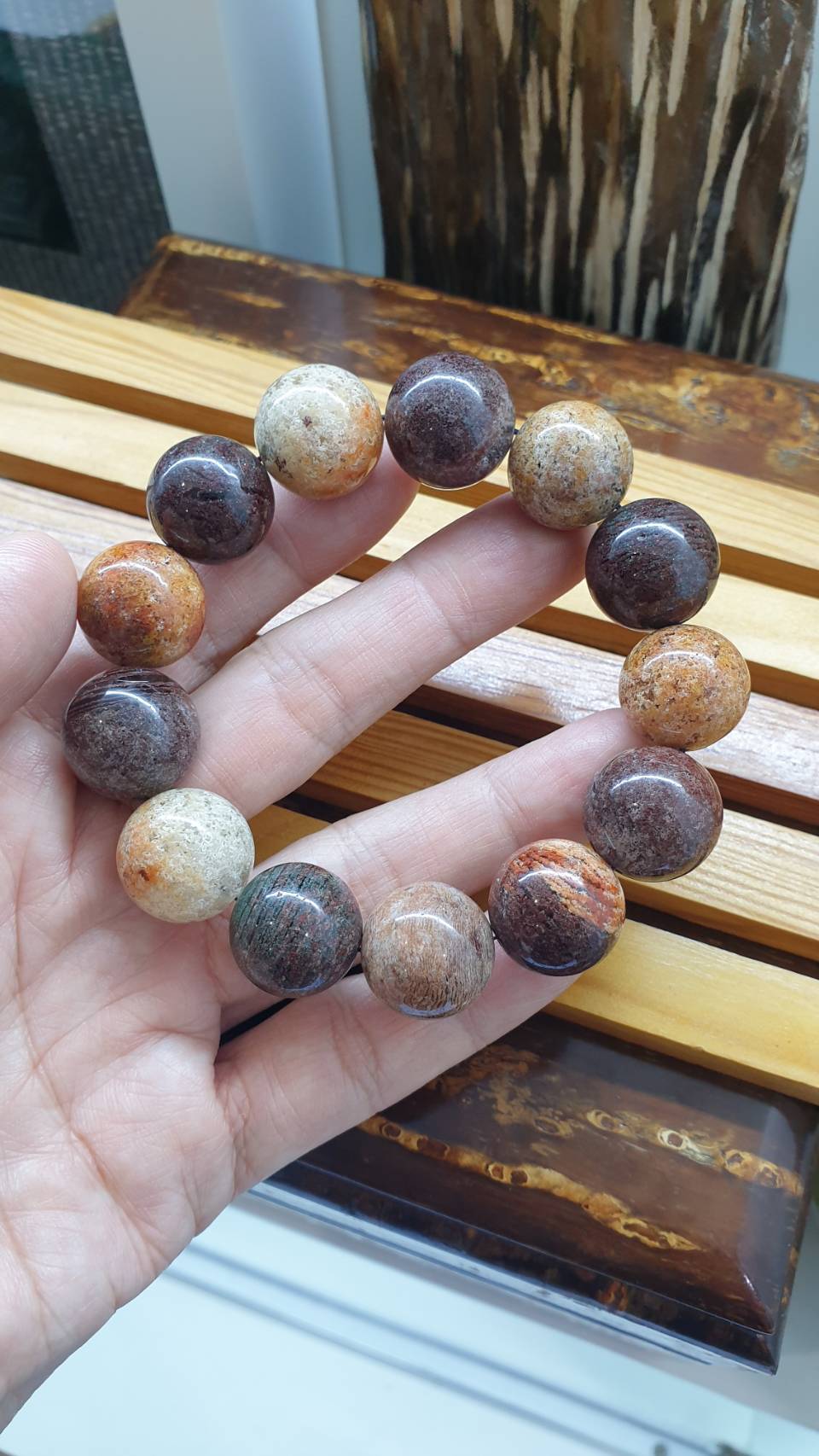 Garden Quartz Dream Bracelet 18 cm - Natural Semiprecious Stone 17.5 mm Beads