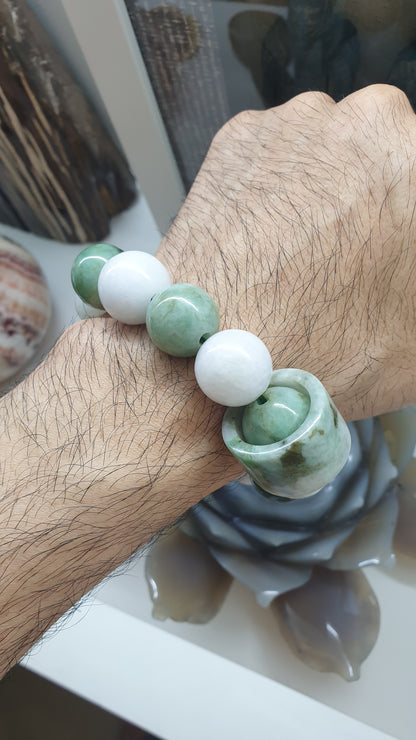 Spinning Ring Jade Charmbracelet | Big Beads 18 mm | His or Hers Statement Wrist Candy