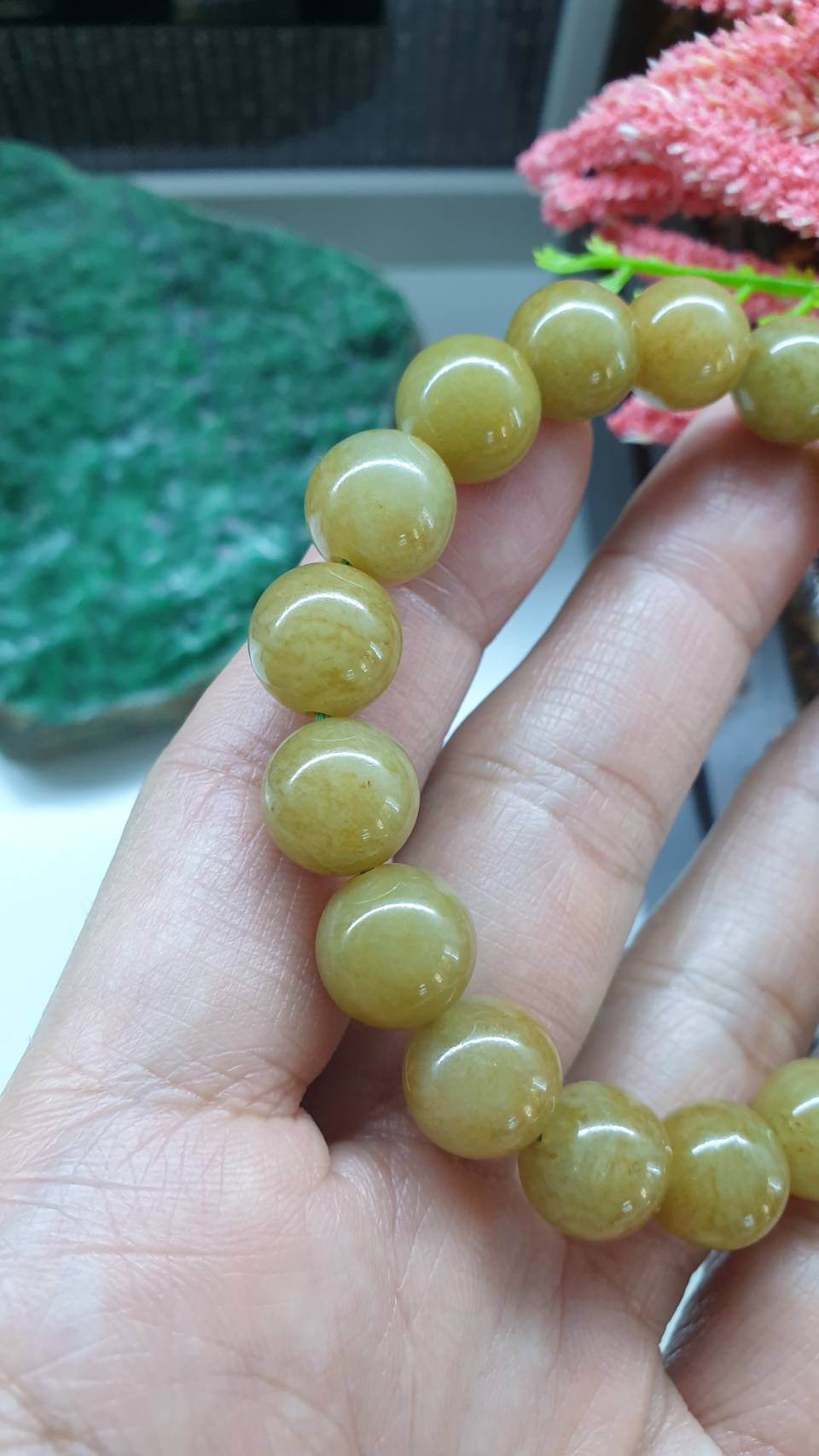 Honey Brown Jade Bracelet 17cm Fei Cui Type A Myanmar Jadeite Natural Golden Tone