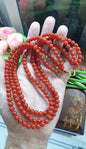 Red Jade Layered Necklace 18 inch - Natural Jadeite Beads, 22K Gold