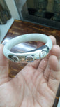 Yin Yang Jade Bangle (S 56 - 57) | Fei Cui Type A Jadeite & Sterling Silver | Statement Wrist Accessory