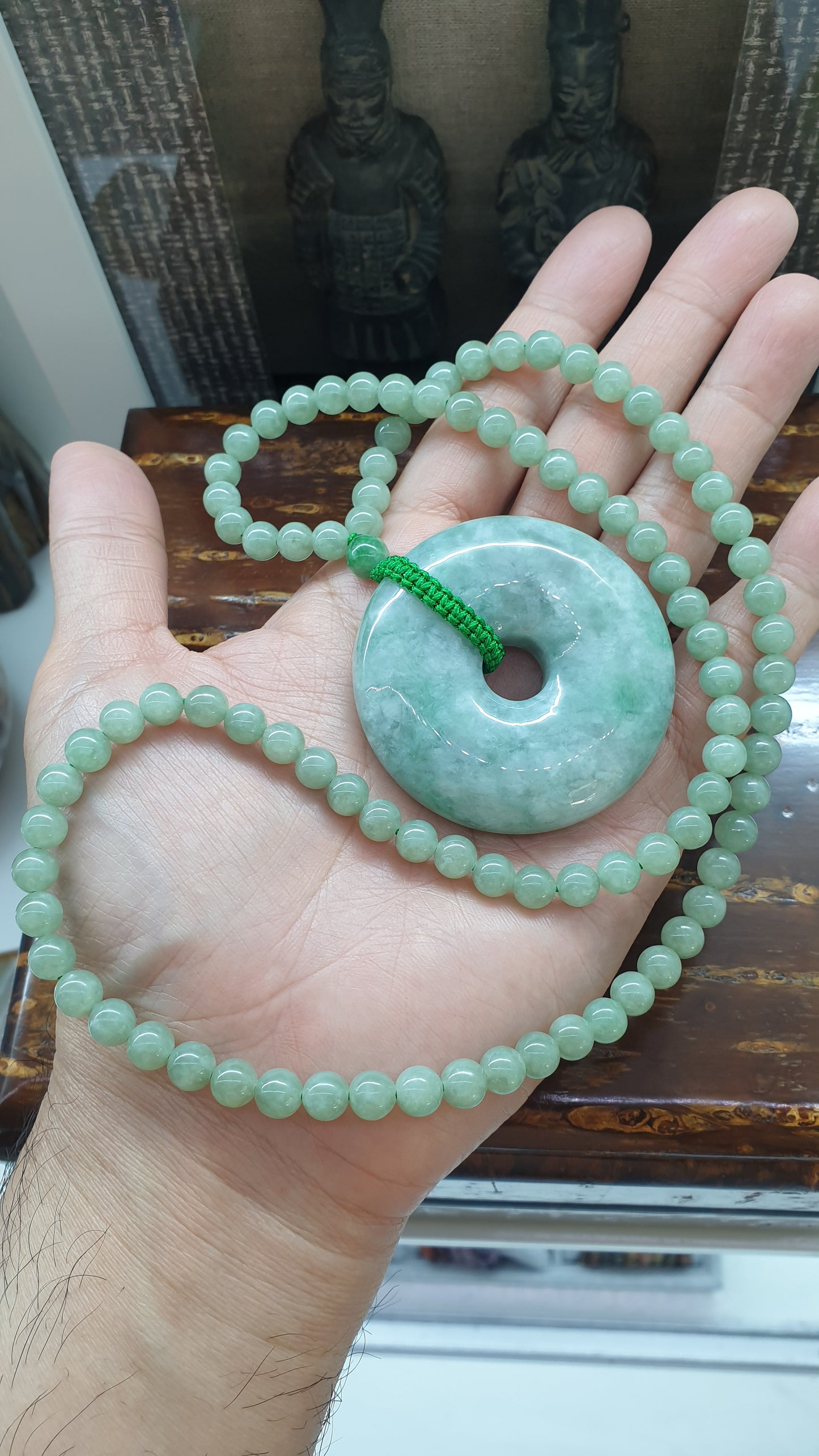 Jade Ping An Kou Necklace (24") | Type A Natural Jadeite | Statement Piece Lucky Charm Jewelry