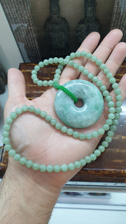 Jade Ping An Kou Necklace (24") | Type A Natural Jadeite | Statement Piece Lucky Charm Jewelry