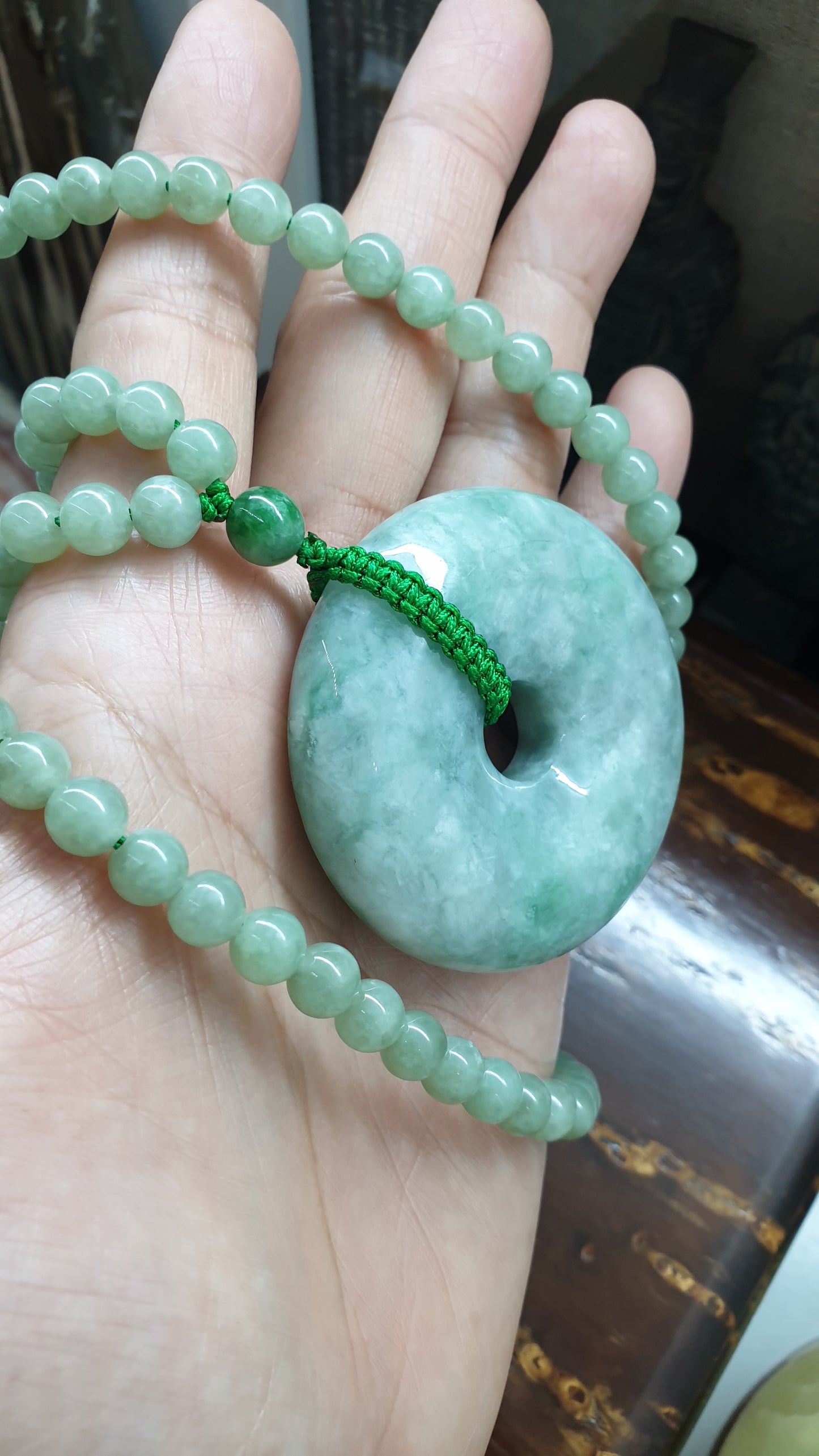 Jade Ping An Kou Necklace (24") | Type A Natural Jadeite | Statement Piece Lucky Charm Jewelry