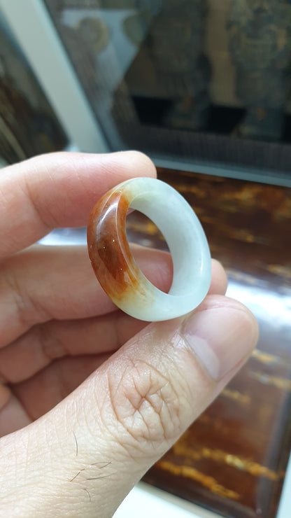 Two Toned Jade Ring Fei Cui Type A Natural Jadeite Size 11.5 US Rare