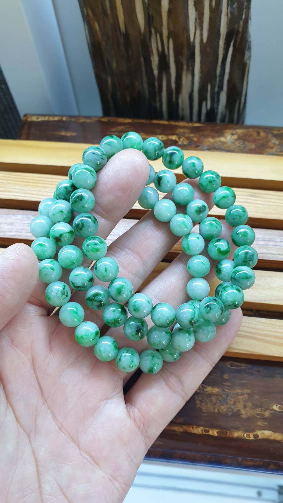Type A Jadeite Beads Bracelets 17cm - Fei Cui Natural Myanmar Jade