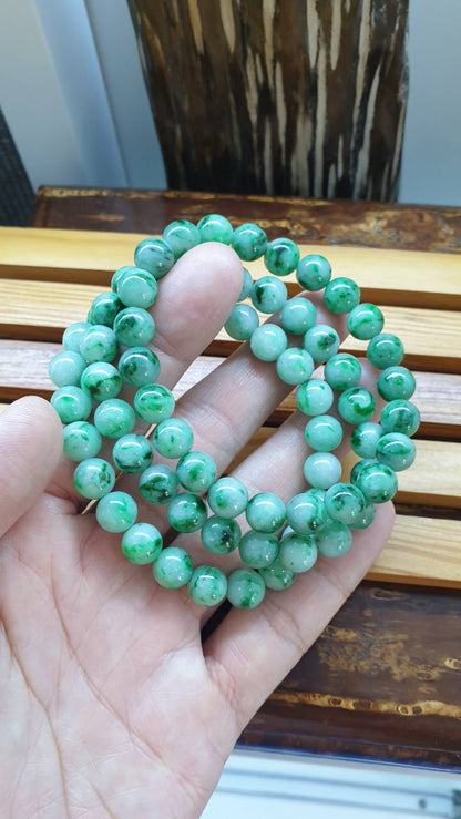 Type A Jadeite Beads Bracelets 17cm - Fei Cui Natural Myanmar Jade