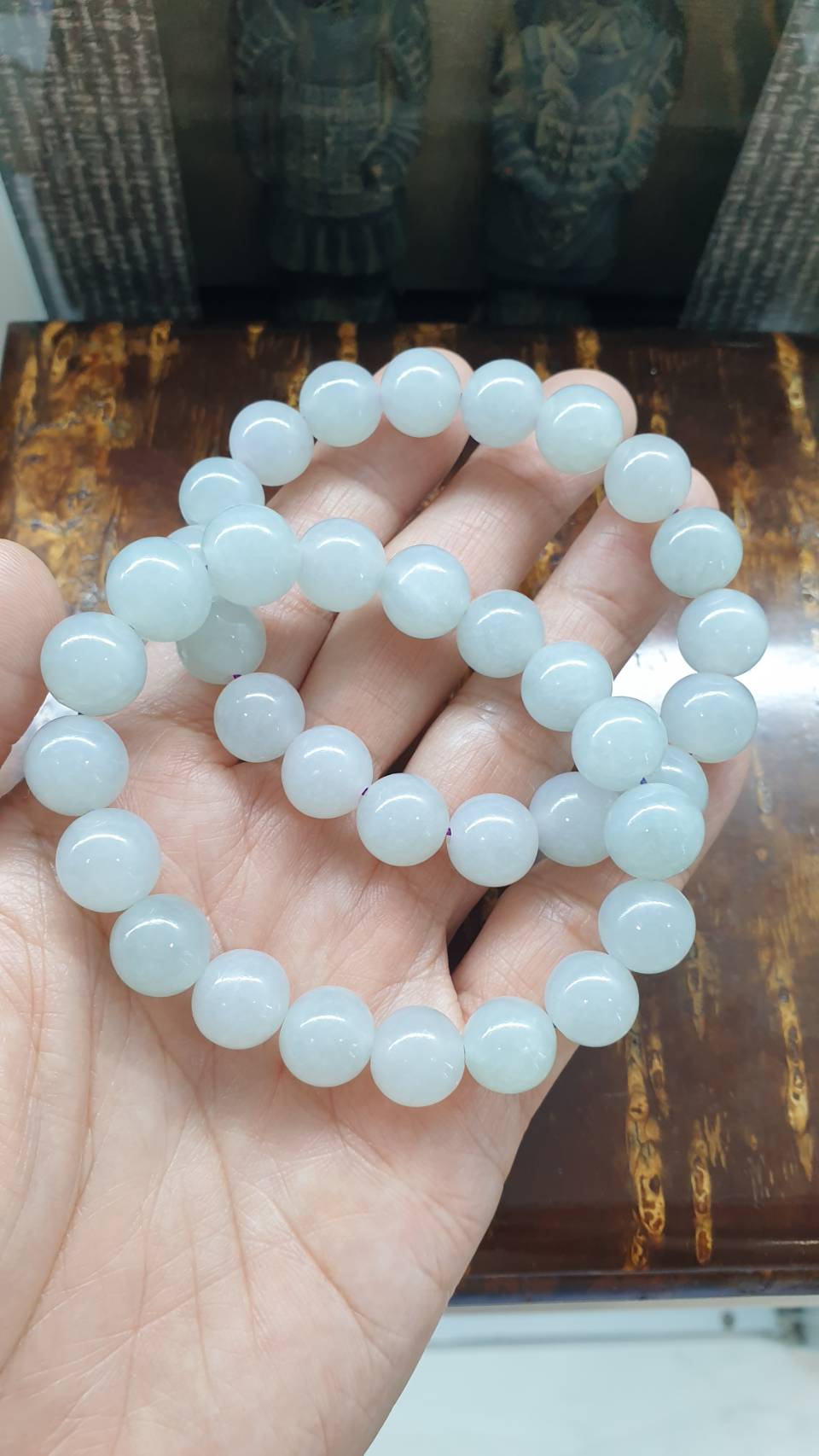 Icy Lavender-Blue Jade Bracelet (17.5 cm) | Type A Jadeite Vintage Beads | His or Hers Wrist Accessory