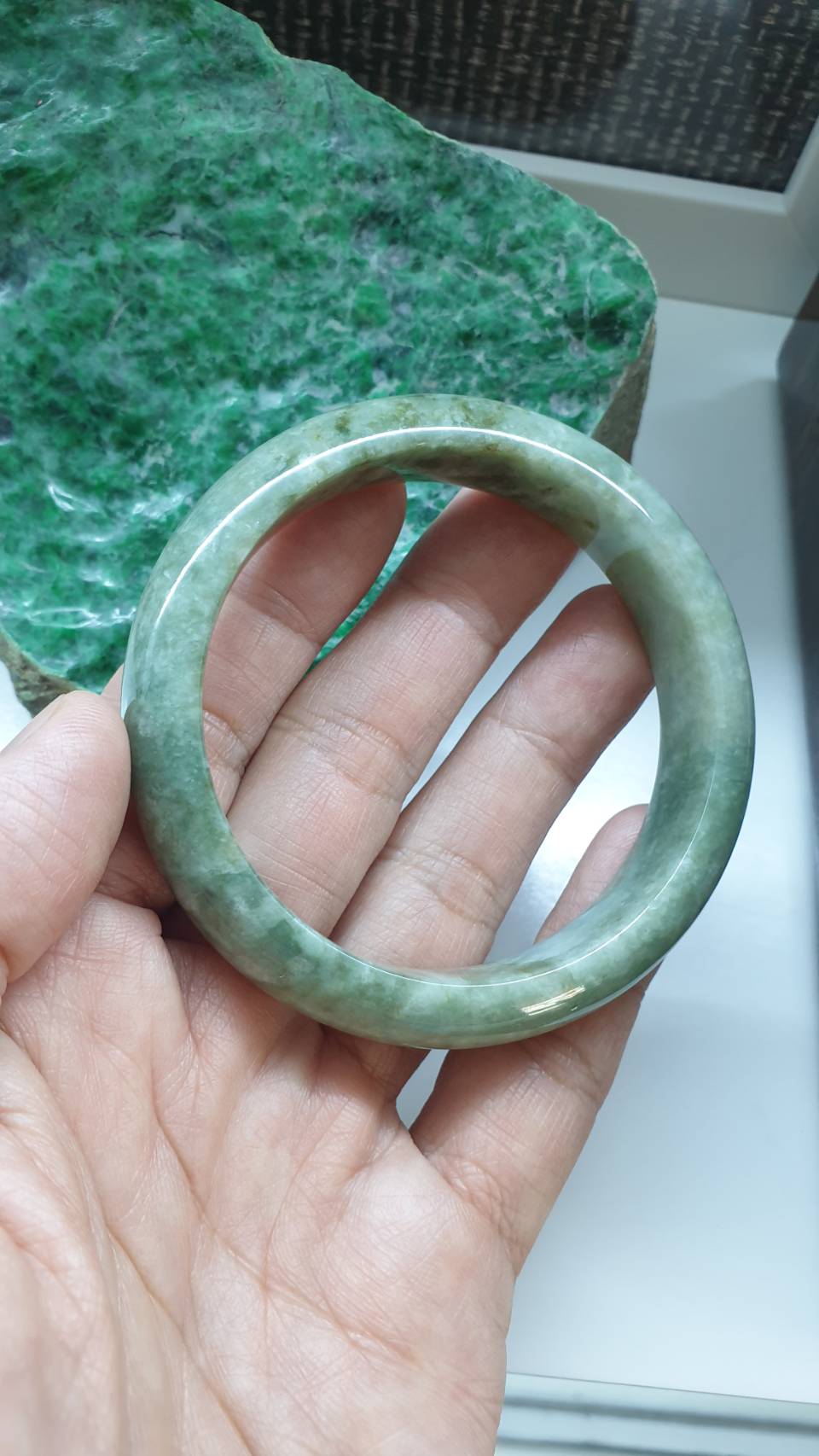 Jade Everyday Bangle S59 Velvet Green Type A Myanmar Jadeite