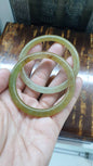 Honey Jade Cylindrical Bangles, Pair (Size 55 - 56) | Type A Natural Jadeite