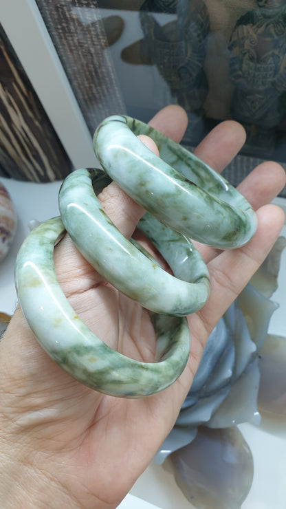 Hok Lok Siew Jade Bangle (S 57 - 58)(Selection) | Type A Natural Jadeite | Lucky Charm Wrist Candy for Her