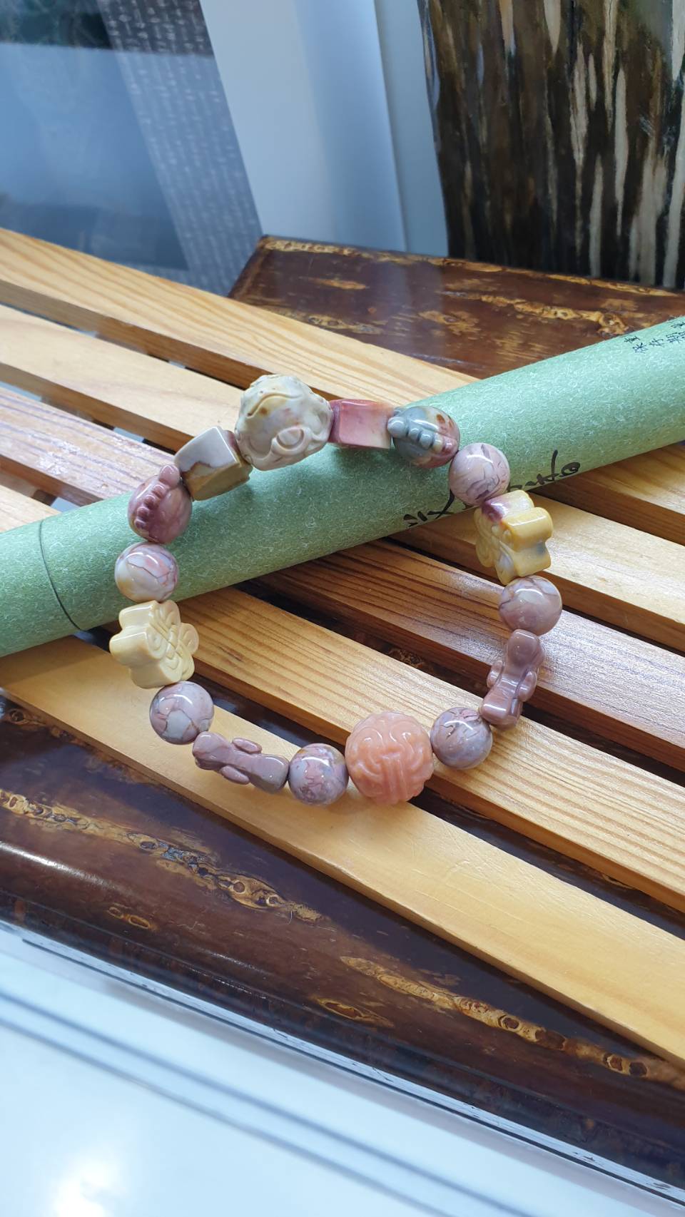 Alxa Jasper Money Toad Bracelet 16 cm - Natural Semiprecious Stones