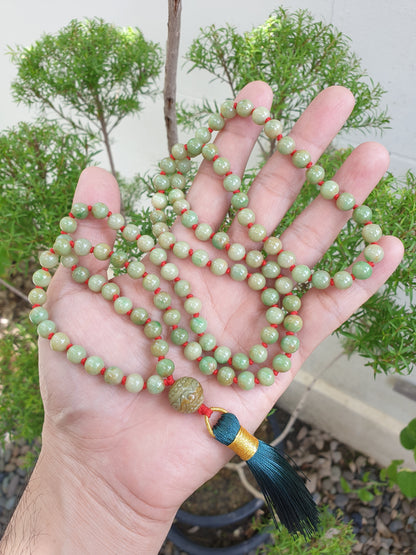 108 Beads Jade Japa Mala | Vintage Jadeite Beads - Type A | Handcrafted Meditation Beads