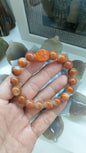 Red Jade Good Fortune Bracelet (17 cm) | 4-Leaf Clover Cylinder Charm | Type A Natural Jadeite