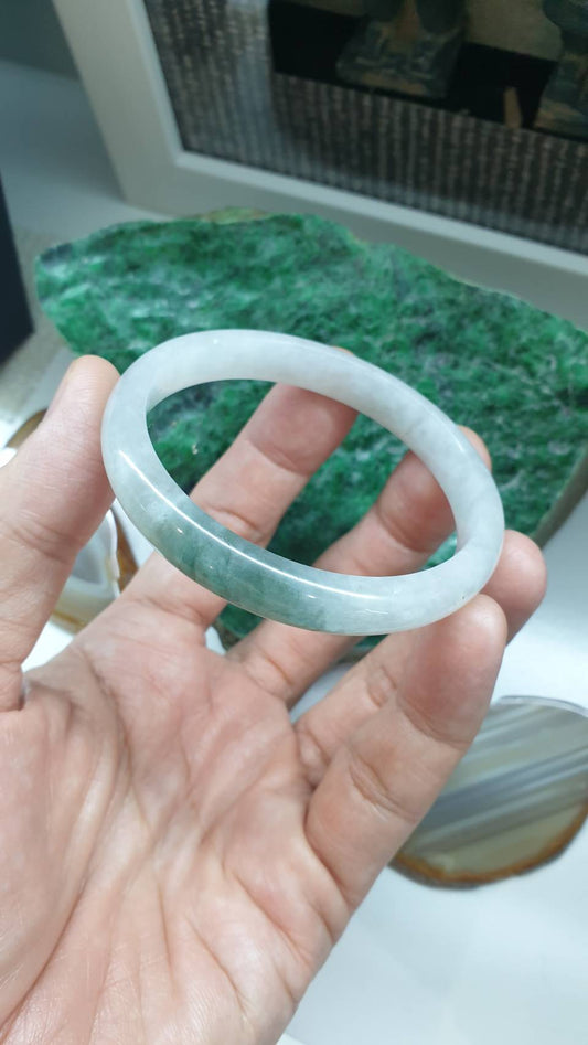 Vintage Jadeite Bangle Size 55.5 -  Myanmar Natural Jade Type A