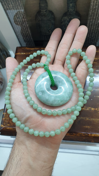 Jade Ping An Kou Necklace (24") | Type A Natural Jadeite | Statement Piece Lucky Charm Jewelry