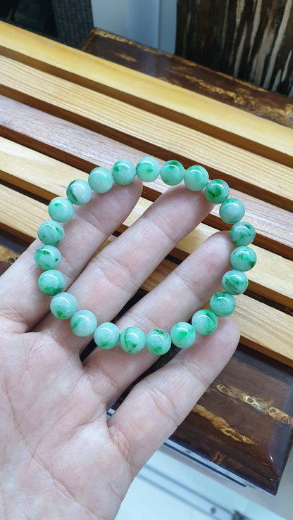 Type A Jadeite Beads Bracelets 17cm - Fei Cui Natural Myanmar Jade