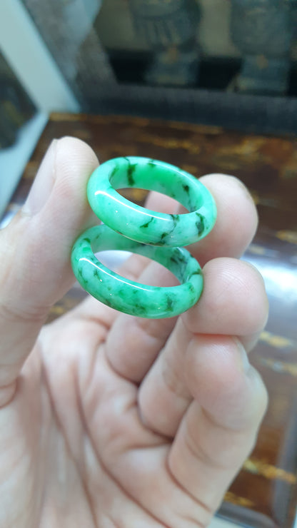 Speckled Green Jade Ring (Sizes 7 US & 9 US) | Fei Cui Type A Jadeite | His or Hers Lucky Charm Ring