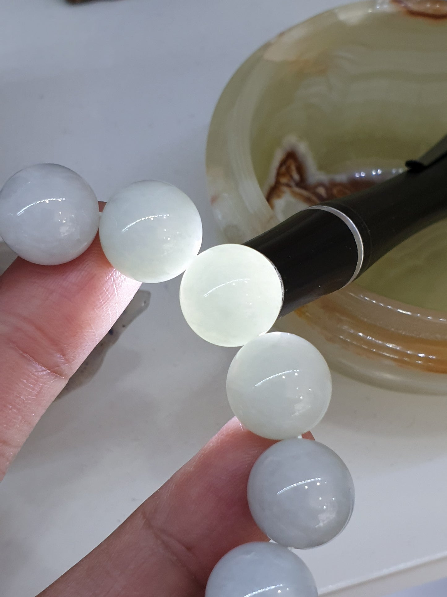Light Green Jade Breads Bracelet 18cm Type A Natural Jadeite