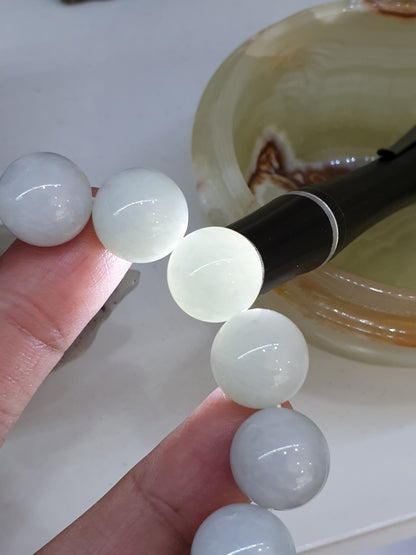 Light Green Jade Breads Bracelet 18cm Type A Natural Jadeite