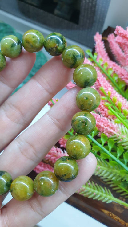 Gent's Style Honey Jade Bracelet 18cm Myanmar Fei Cui Type A Jadeite Beads