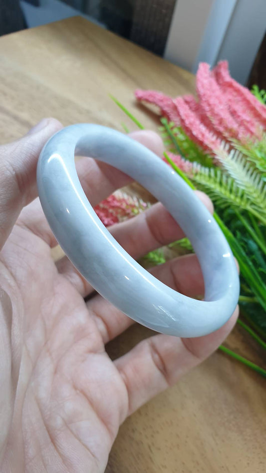 Lavender Jade Vintage Bangle S60 Type A Myanmar Jadeite Natural Ash Tone