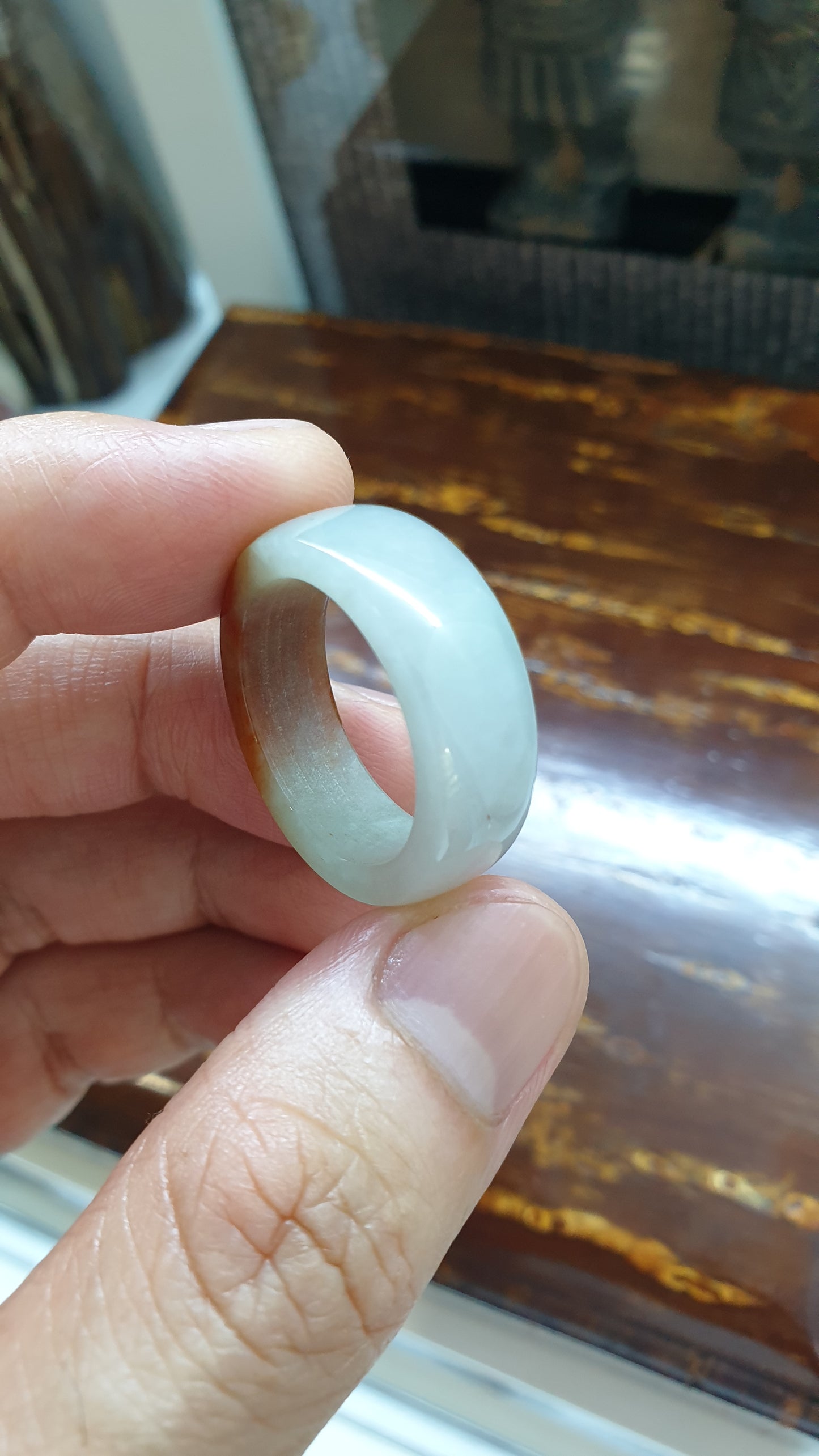 Two Toned Jade Ring Fei Cui Type A Natural Jadeite Size 11.5 US Rare