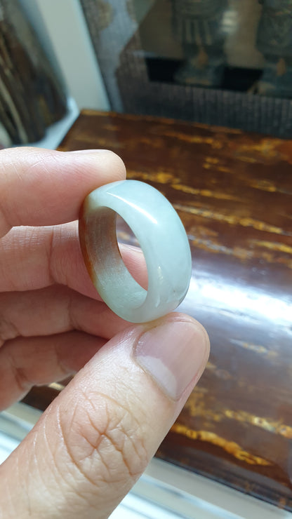 Two Toned Jade Ring Fei Cui Type A Natural Jadeite Size 11.5 US Rare