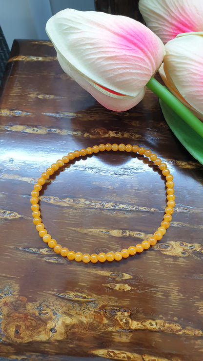 Orange Jade Mini Beads Bracelets 17cm Natural Myanmar Jadeite