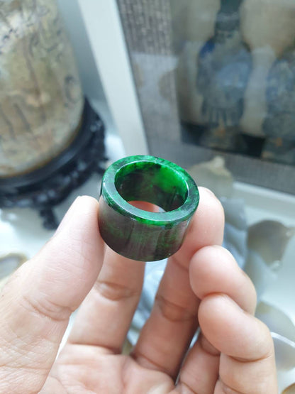 Green Jade Archer's Ring (Size 8.75 US) | Authentic Type A Jadeite | Collector's Piece Jade Accessory