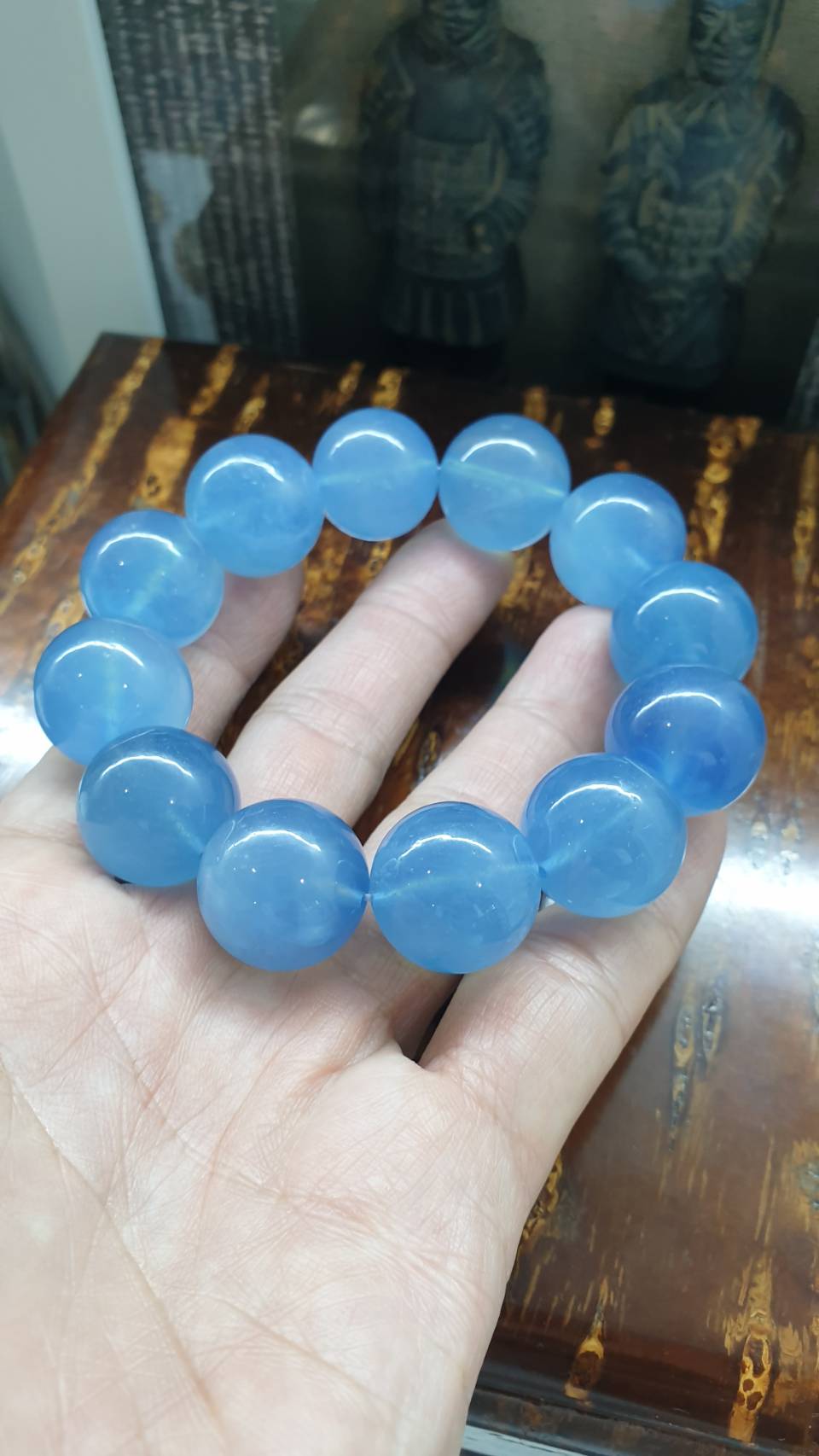 Aquamarine Bracelet (18 cm) | Natural Stone Beads | His or Hers Statement Wrist Accessory