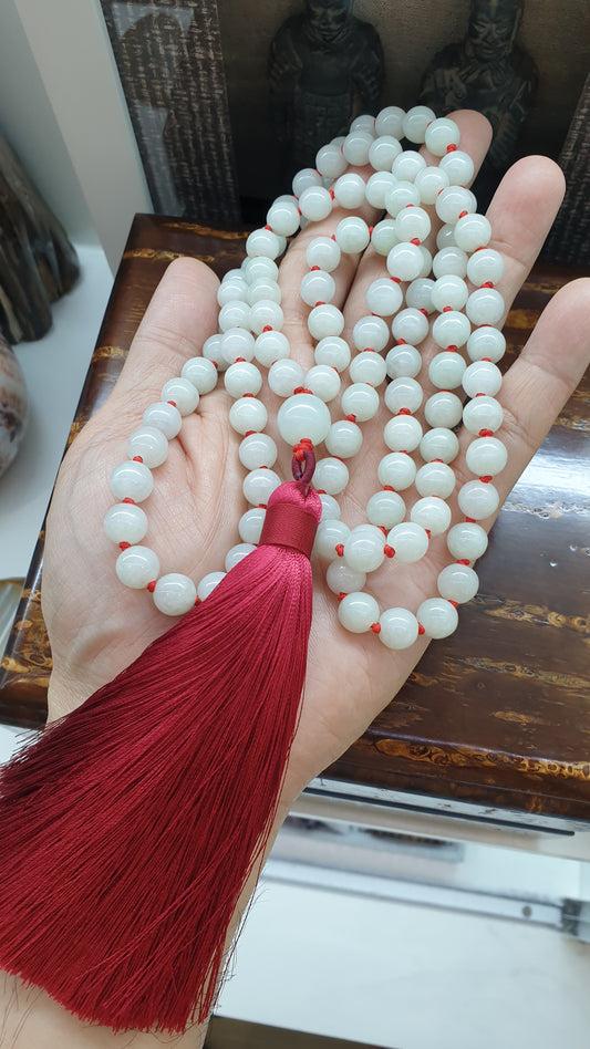 108 Vintage Jade Beads Japa Mala | Fei Cui - Type A Jadeite | Handcrafted Meditation Beads