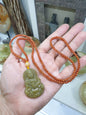 Jade Guan Yin on Red Jade beaded Necklace (24") | Fei Cui Type A Jadeite | His or Hers Fortune Necklace