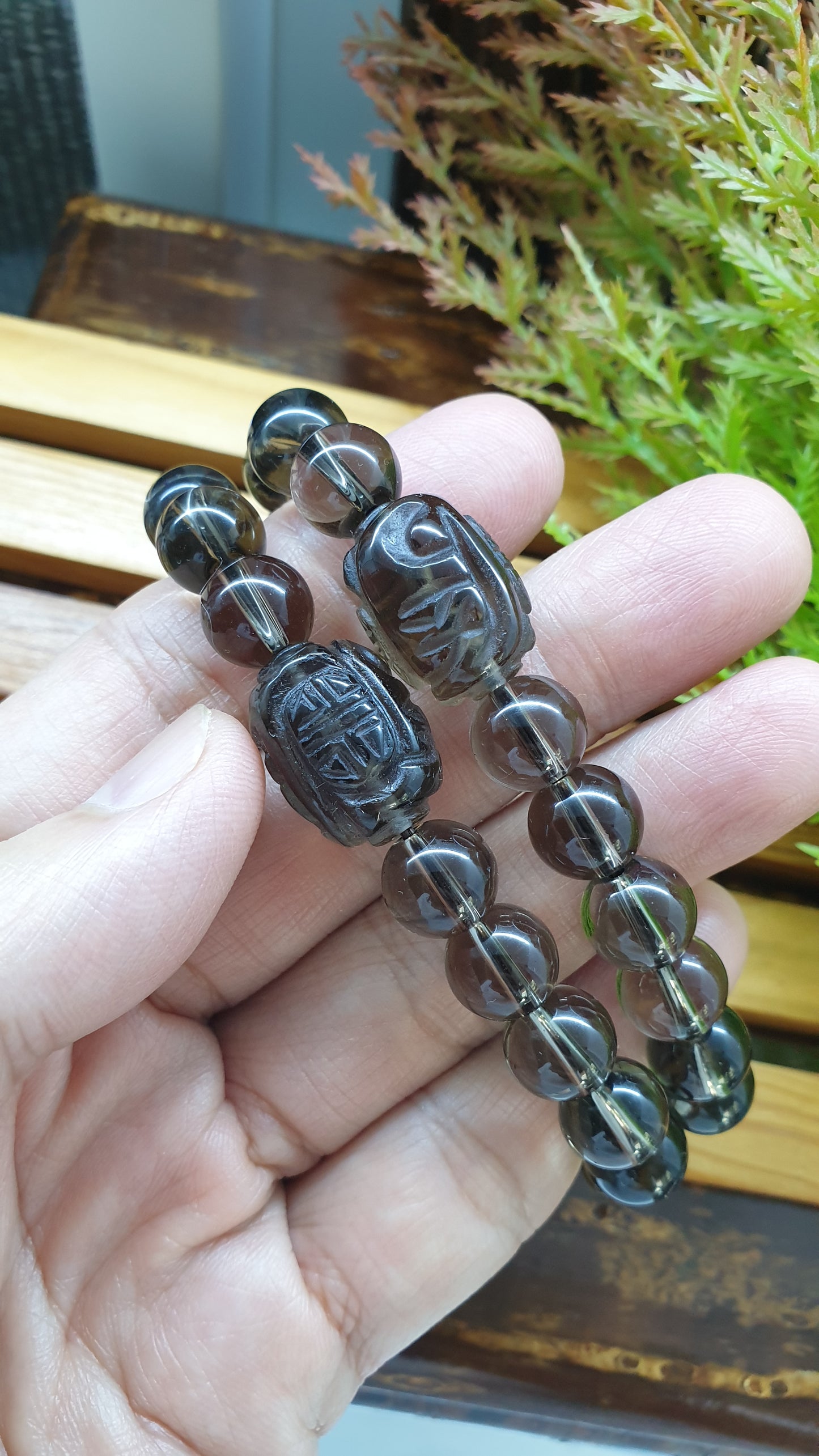 Smoky Quartz Wealth Bracelets 17cm, Natural Semiprecious Stone Beads