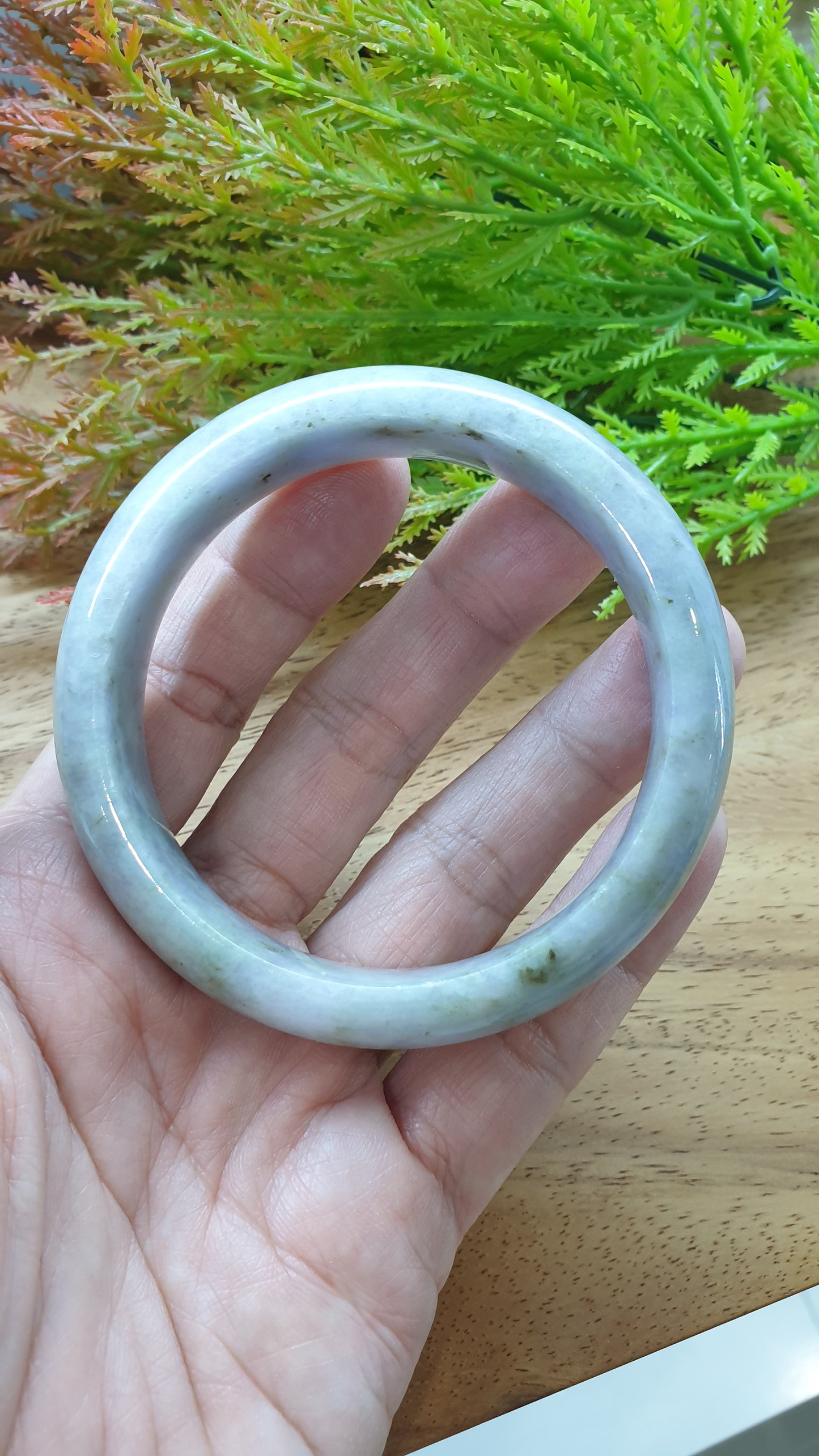 Lavender Jade Bangle S62.5 Speckled Type A Natural Burma Jadeite Fei Cui