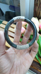 Jade Split Bangle S63 Natural Black Type A Myanmar Jadeite Sterling Silver Designer Locks
