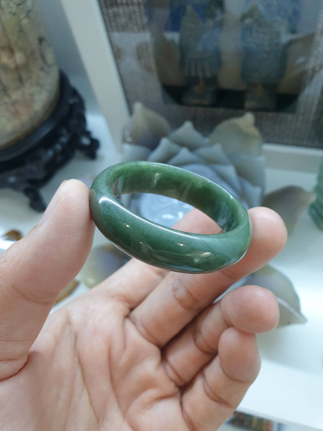 Kiddie Size Jade Bangle S38.5 Natural Green Fei Cui Type A Myanmar Jadeite