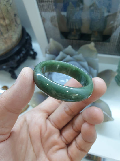 Kiddie Size Jade Bangle S38.5 Natural Green Fei Cui Type A Myanmar Jadeite