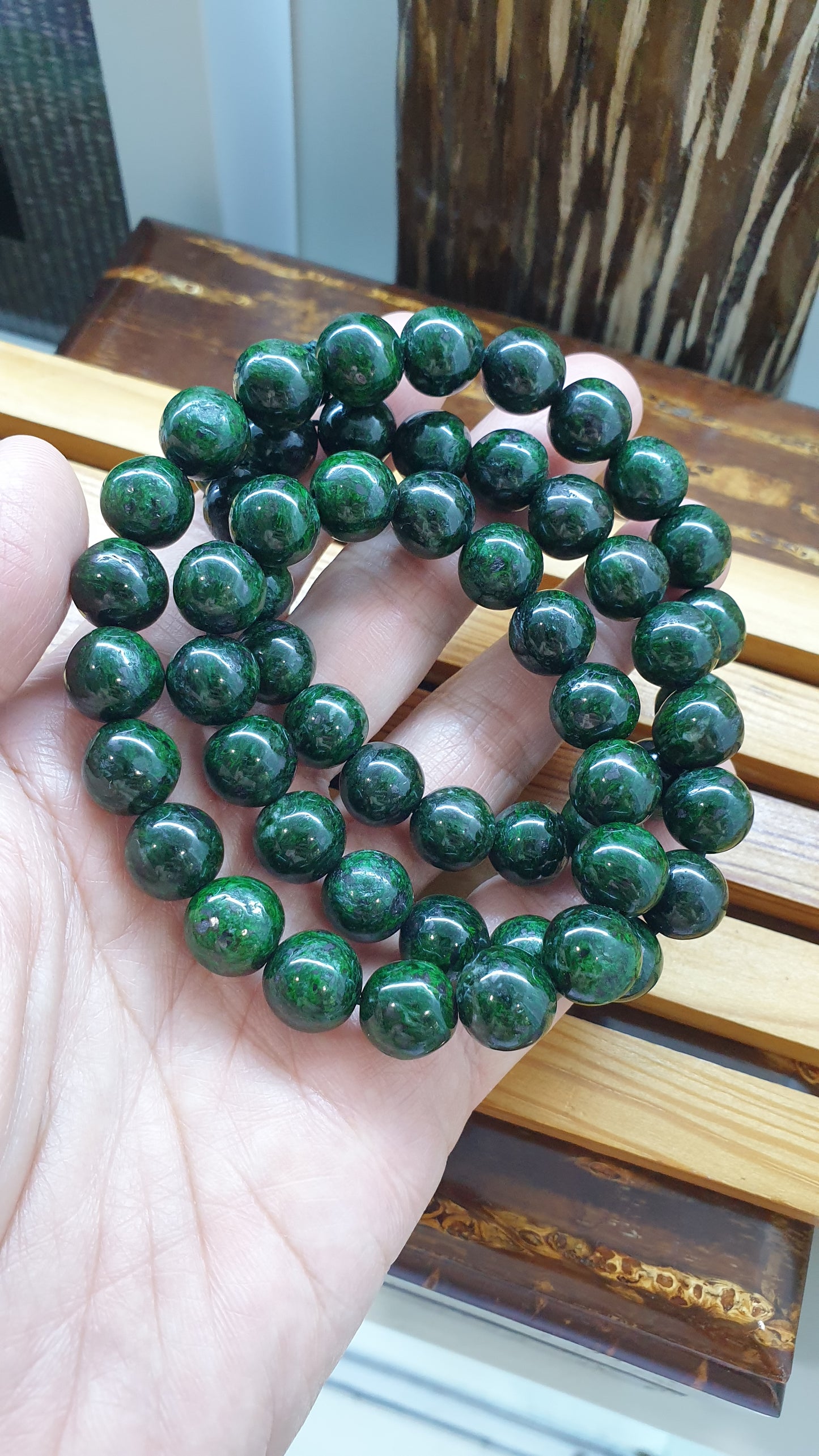 Mawsitsit Handmade Beads Necklace 24inch Fei Cui Type A from Myanmar