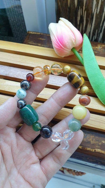 Natural Stone Beads Empowered Bracelet 17 cm - Mix Beads with Meanings