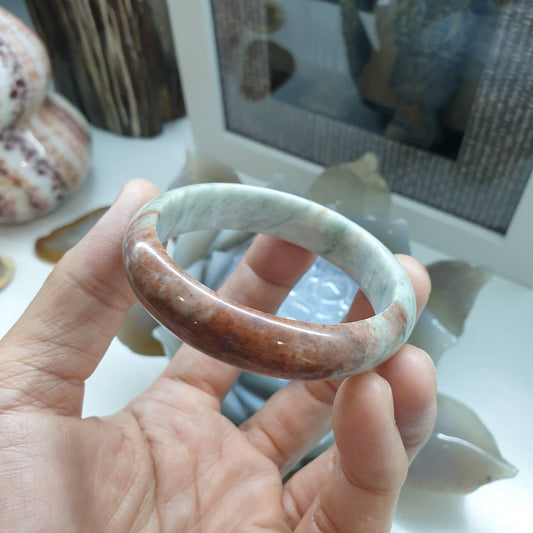 Red Jade Vintage Bangle S53 Type A Myanmar Jadeite Natural Two Toned