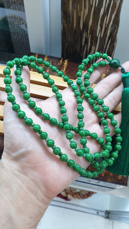 Mawsitsit Japa Mala Necklace Handcrafted 108 Prayer Beads Natural Stones