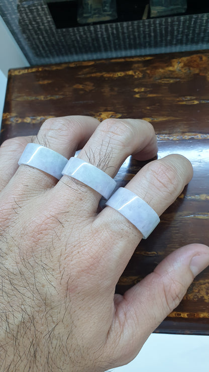 Lavender Jade Flat Band Ring Type A Natural Jadeite Sizes 9.5 to 11 US