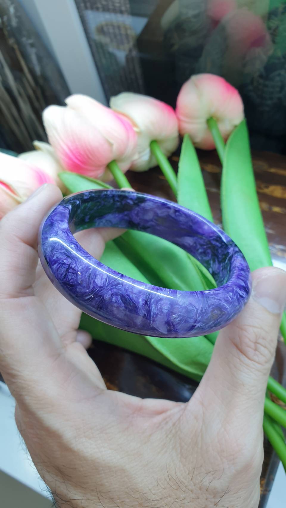 Charoite Bangle (Size 57) | Natural Stone Bracelet