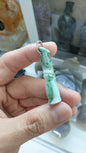 Jade Bamboo Cylinder Pendant Type A Natural Jadeite Sterling Silver S925