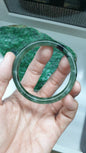 Cylindrical Jade Bangle S55 Slim Translucent Green Type A Myanmar Natural Jadeite
